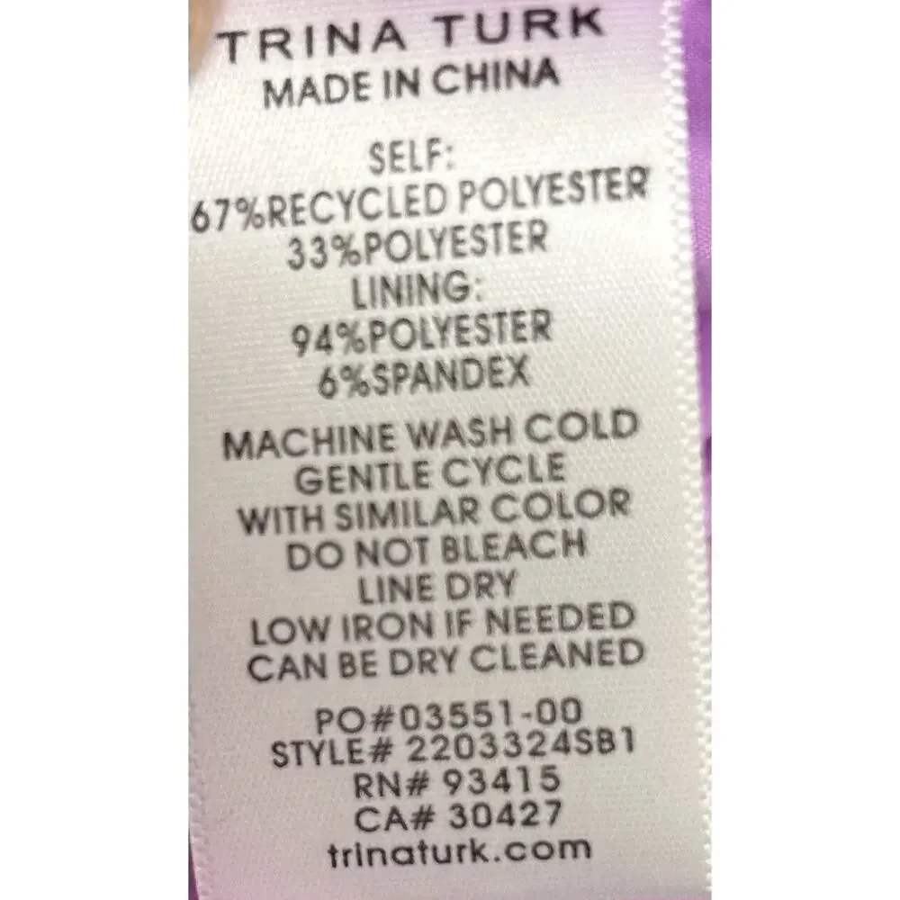 $248 Trina Turk Women's Purple Equinox Ruffled Off-Shoulder Dress Size Small